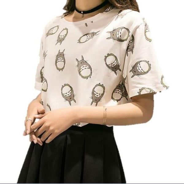 Harajuku Anime Totoro Print T Shirt Women 2017 Summer