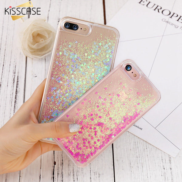 KISSCASE Cover For iPhone 7 iPhone 6 6S Plus 5 5S SE Case Glitter Quicksand Transparent Phone Cases For iPhone 7 Plus Accessory