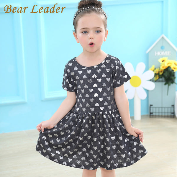 Bear Leader Girls Dress 2017 Brand Princess Dress Fashion Style Hearts Printed Design Dress