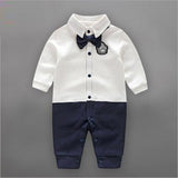 Newborn Baby Boy Rompers Autumn Kids Gentleman Clothes Long Sleeve One Pieces Baby Jumpsuits