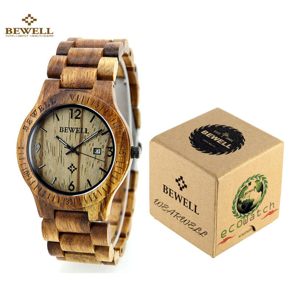 BEWELL Wood Watches Top Brand  Men Watch Waterproof Luminous Clock Men Women Wooden