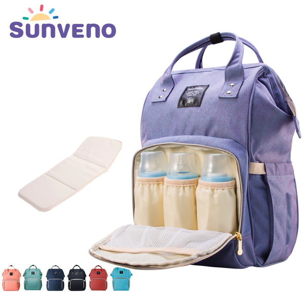 Sunveno Fashion Maternity Mummy Nappy Bag Brand Large Capacity Baby Bag Travel Backpack