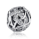 Original Daisy Meadow Clear CZ Flower,Butterfly,Heart Bead Charm Fit  Bracelet 925 Sterling Silver Jewelry Making