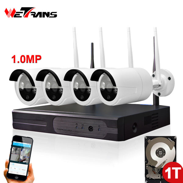 Wireless Security Camera System Video Surveillance Kit 4CH Wifi NVR Kit P2P HD 720P Night Vision