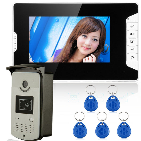 7" Video Intercom Door Phone System With 1 White Monitor 1 RFID Card Reader HD Doorbell Camera In Stock
