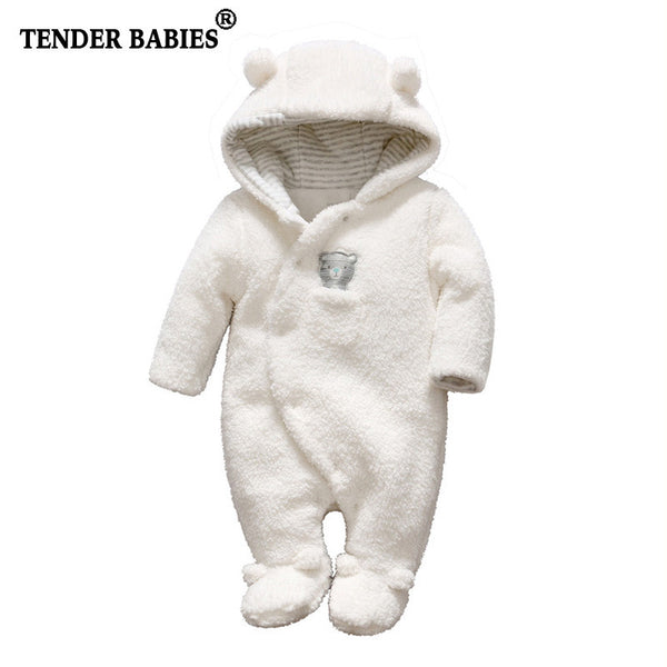 Tender Babies Newborn baby clothes bear onesie baby girl boy rompers hooded plush jumpsuit