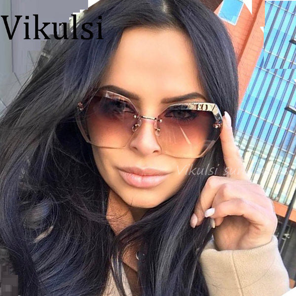 2017 Transparent Gradient Sun Glasses Women Sunglasses Elegant Optics Rimless lunette