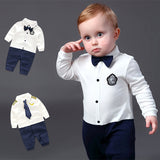 Handsome Baby Rompers Infant Newborn 0-18M Bow Romper Costume Cotton Tie Jumpsuit