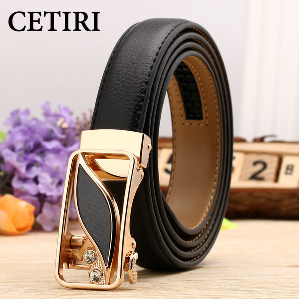 Lovely Style Automatic Buckle Belt Women High Quality Leather Belts Solid Casual Brand Famous Strap Waist 2.4cm 90-120cm