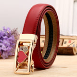 Lovely Style Automatic Buckle Belt Women High Quality Leather Belts Solid Casual Brand Famous Strap Waist 2.4cm 90-120cm