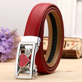 Lovely Style Automatic Buckle Belt Women High Quality Leather Belts Solid Casual Brand Famous Strap Waist 2.4cm 90-120cm