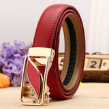 Lovely Style Automatic Buckle Belt Women High Quality Leather Belts Solid Casual Brand Famous Strap Waist 2.4cm 90-120cm