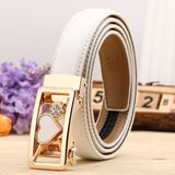 Lovely Style Automatic Buckle Belt Women High Quality Leather Belts Solid Casual Brand Famous Strap Waist 2.4cm 90-120cm