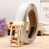 Lovely Style Automatic Buckle Belt Women High Quality Leather Belts Solid Casual Brand Famous Strap Waist 2.4cm 90-120cm