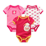 Great Value 3PCS/LOT Baby Clothing Cute Animal 100%Cotton Short Sleeve roupas