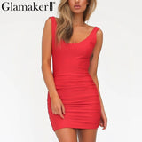 Glamaker Elegant backless summer dress women Slim short pencil dress Casual beach