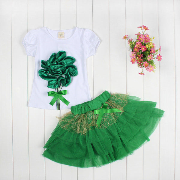 2017 Summer Baby Girls Clothing Flower Tops And Tutu Skirts 2Pcs Baby Set Newborn Baby Girl