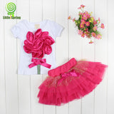2017 Summer Baby Girls Clothing Flower Tops And Tutu Skirts 2Pcs Baby Set Newborn Baby Girl