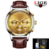 2017 New Watches Men Luxury Brand LIGE Chronograph Men Sports Watches Waterproof Leather Quartz Man Watch Mens Relogio Masculino