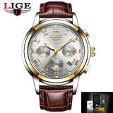 2017 New Watches Men Luxury Brand LIGE Chronograph Men Sports Watches Waterproof Leather Quartz Man Watch Mens Relogio Masculino