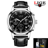 2017 New Watches Men Luxury Brand LIGE Chronograph Men Sports Watches Waterproof Leather Quartz Man Watch Mens Relogio Masculino