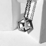 Mcllroy Cube Charm Necklace Silver Geometric Jewelry Cube Necklace