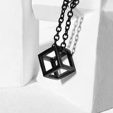 Mcllroy Cube Charm Necklace Silver Geometric Jewelry Cube Necklace