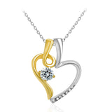 Vintage Unique Cubic Zirconia Long Chain Crystal Heart Necklace & Pendants Gold/Silver