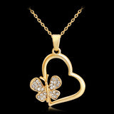 Vintage Unique Cubic Zirconia Long Chain Crystal Heart Necklace & Pendants Gold/Silver