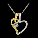 Vintage Unique Cubic Zirconia Long Chain Crystal Heart Necklace & Pendants Gold/Silver