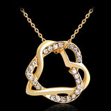 Vintage Unique Cubic Zirconia Long Chain Crystal Heart Necklace & Pendants Gold/Silver