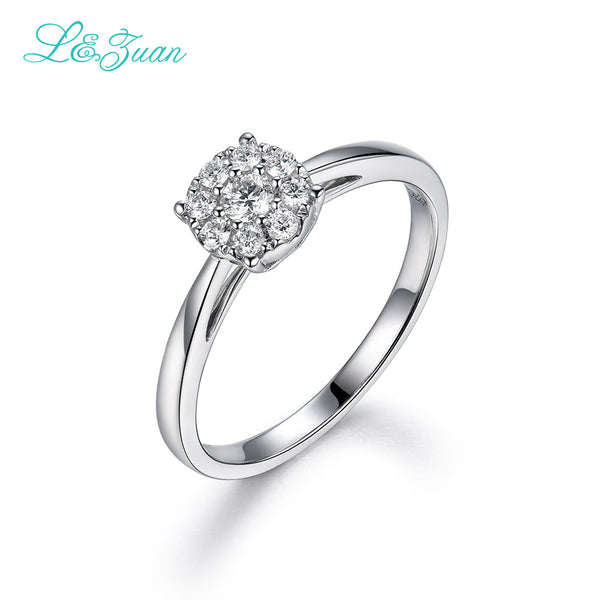 l&zuan 18K White Glod Rings 0.21ct Natural white Diamond Trendiest Ring For Women