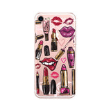 Phone Case For Apple Iphone 7 TPU Capa Beautiful Cosmetic Lipstick NailPolish Soft Printing