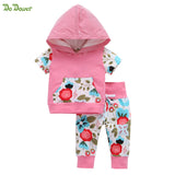 Newborn Baby suits girls cream 369 short sleeve hoodies pants 2pcs clothing set childrens pink summer clothes whole suits