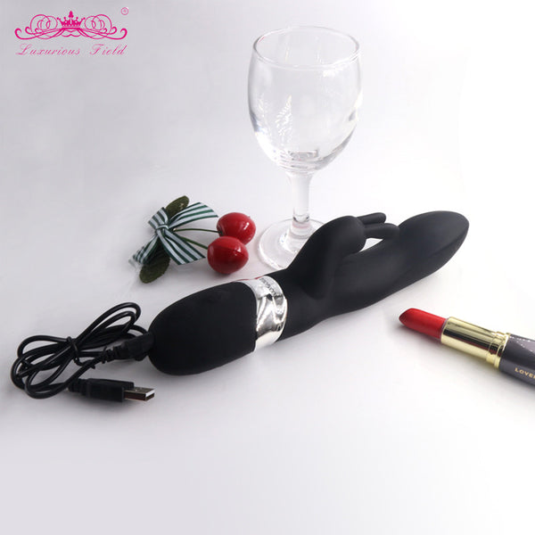 Silicone Rabbit Vibrator Rechargeable G spot Vibrating ,Massager Sex Toy Adult Erotic Toys