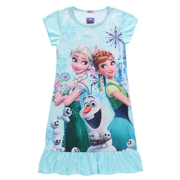 Elsa Dress Snow Queen Kids Summer Cartoon Anna Flounced Dresses For Girls Party