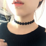 Lace Choker Necklace Black Daisy Fashion Statement Tattoo Necklaces