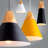 Modern Wood Pendant Lights Lamparas Colorful Aluminum lamp shade Luminaire Dining Room