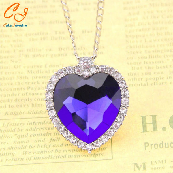 2016 Hot Selling  Movie New Titanic Necklace Heart of Ocean Crystal Pendant