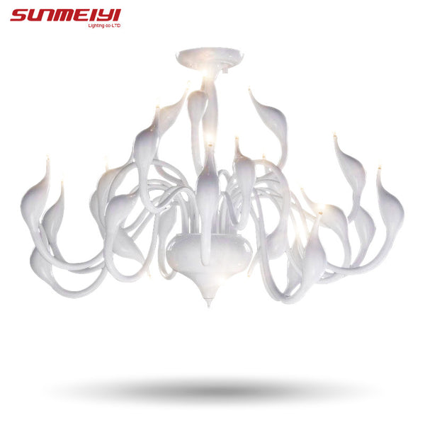 Art Deco European Candle Crystal LED Swan Chandeliers Ceiling Bedroom Living Room Modern Decoration